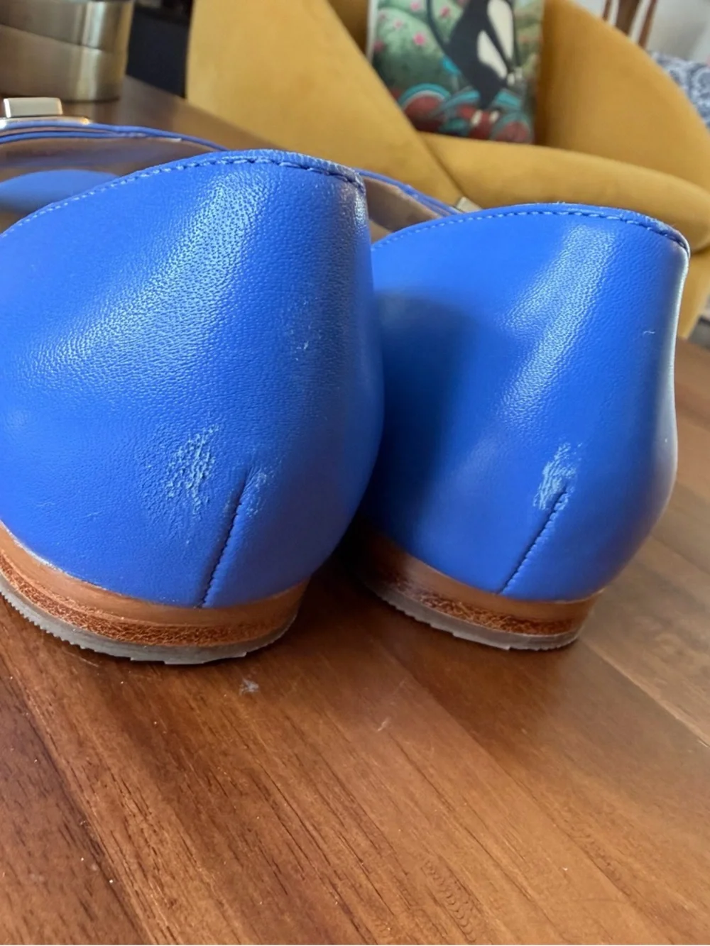 Talbots Bright Blue D'Orsay Flats with Tortoiseshell Accent - Picture 7 of 10
